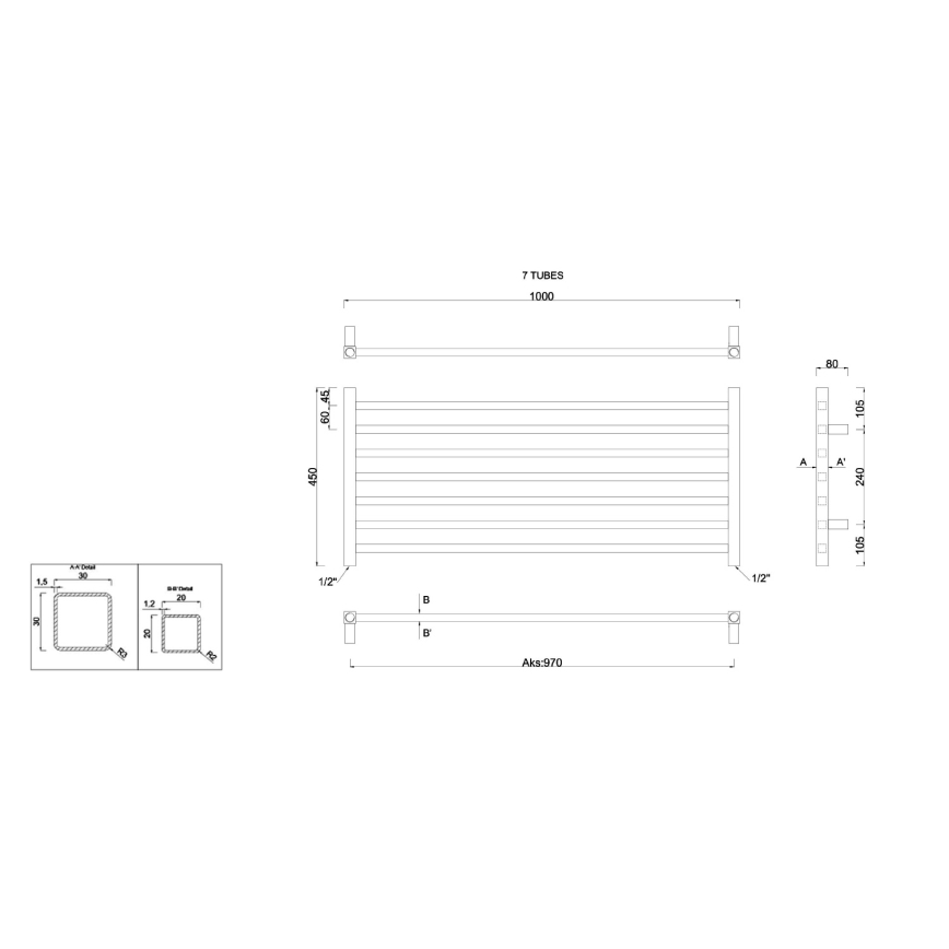 Sapho - Kupaonski radijator METRO 45x100 cm sjajni krom