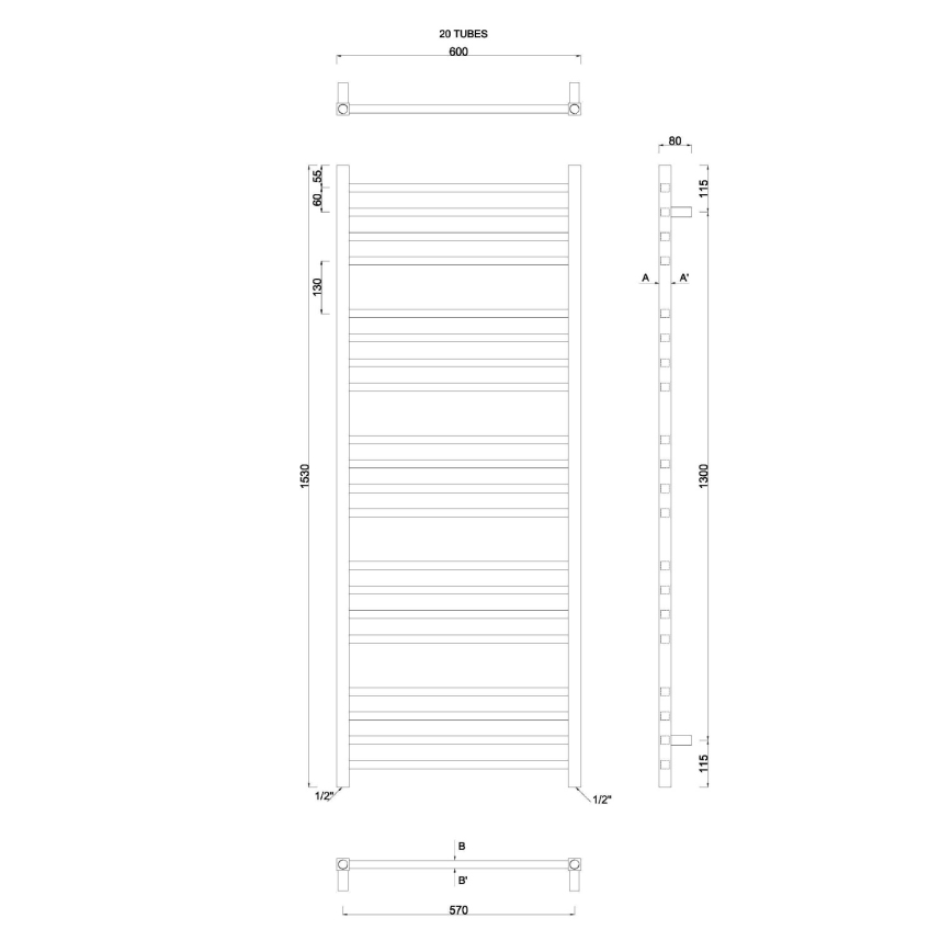 Sapho - Kupaonski radijator METRO 497W/230V 60x153 cm sjajni krom