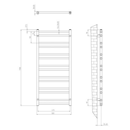 Sapho - Kupaonski radijator METRO DOS 110x50 cm mat crne boje