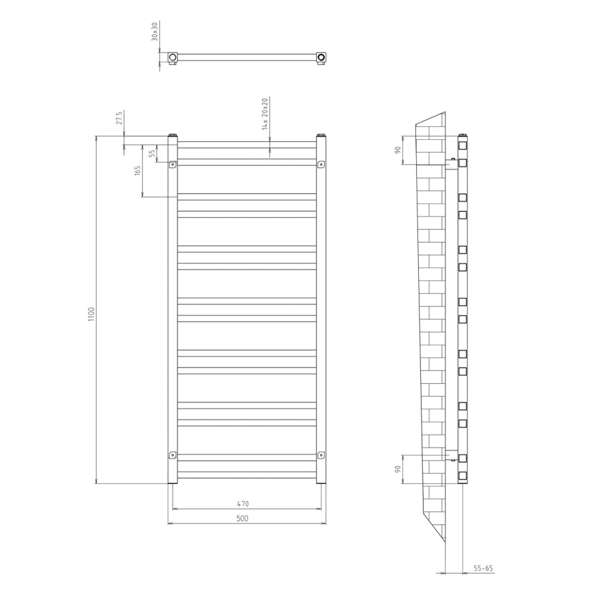 Sapho - Kupaonski radijator METRO DOS 110x50 cm mat crne boje