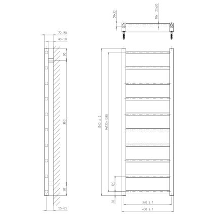 Sapho - Kupaonski radijator METRO DOS 114x40 cm mat crne boje