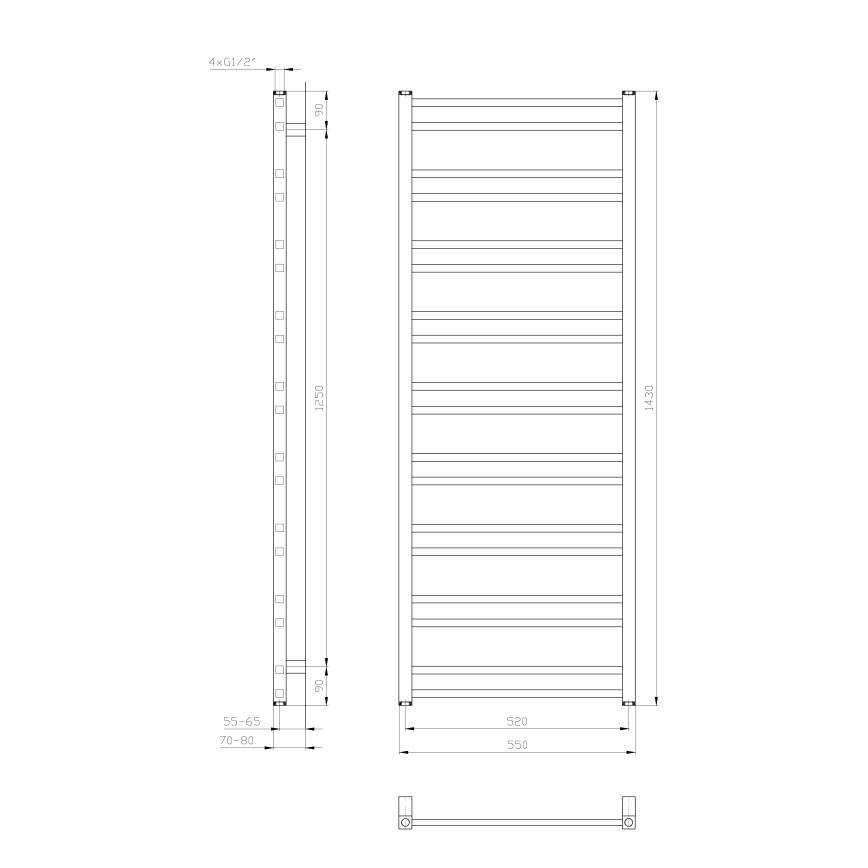 Sapho - Kupaonski radijator METRO DOS 143x55 cm mat bijele boje