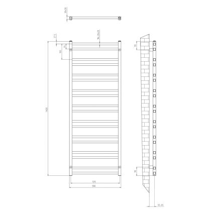 Sapho - Kupaonski radijator METRO DOS 143x55 cm mat crne boje