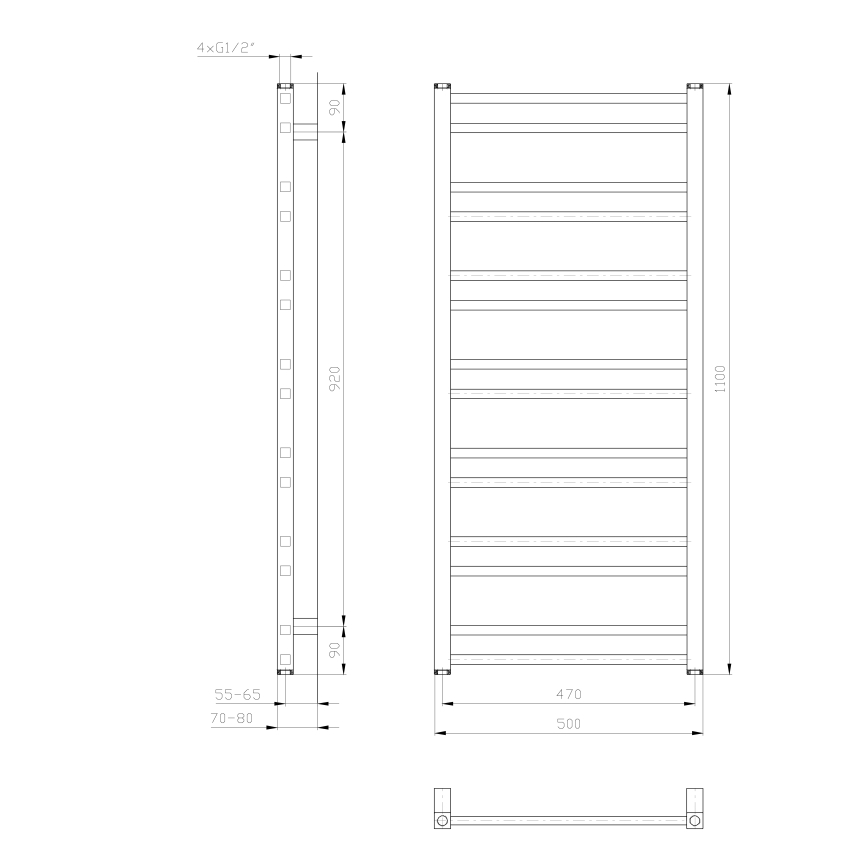 Sapho - Kupaonski radijator METRO DOS 343W/230V 50x110 cm mat bijele boje