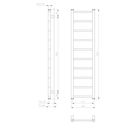 Sapho - Kupaonski radijator METRO LIGHT 114x30 cm sjajni krom