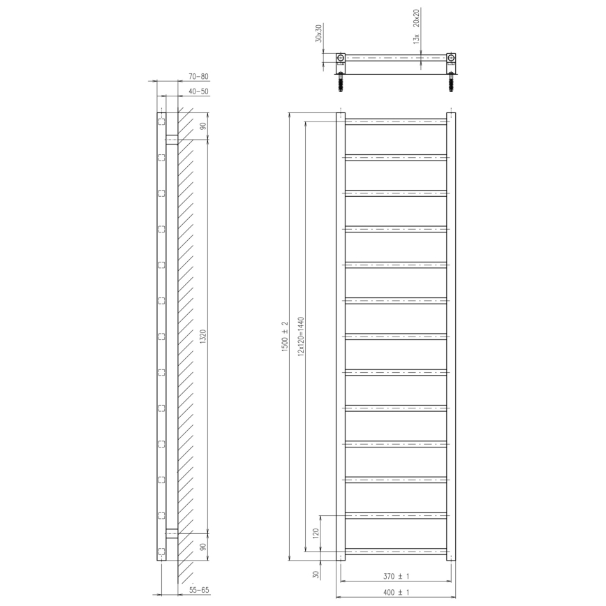 Sapho - Kupaonski radijator METRO LIGHT 150x40 cm sjajni krom