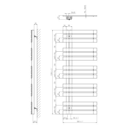 Sapho - Kupaonski radijator SILVANA 124x50 cm mat crne boje