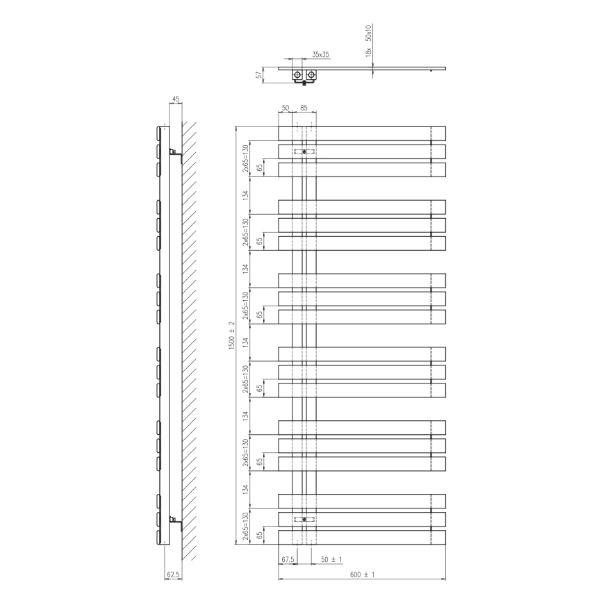 Sapho - Kupaonski radijator SILVANA 680W/230V 60x150 cm bijela