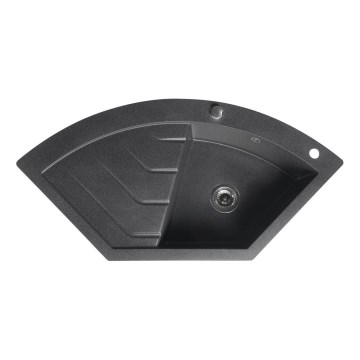 Sapho - Kutni kuhinjski sudoper 114x57,5 cm granit/crna