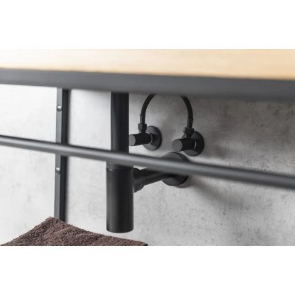 Sapho - Kutni ventil s okruglom rozetom, matna crna