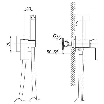 Sapho - Miješalica za bide CUBEMIX s ručnim tušem za podžbuknu ugradnju, matirano zlatna