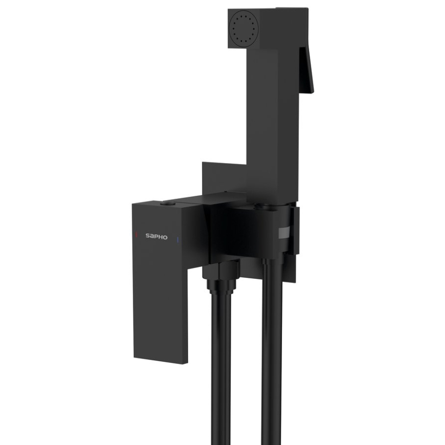 Sapho - Miješalica za bide s tušem za podžbuknu instalaciju CUBEMIX uglasta/mat crna
