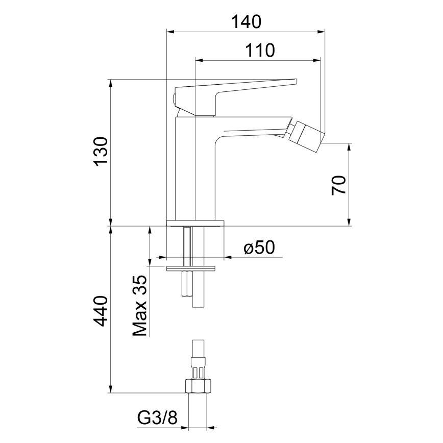 Sapho - Miješalica za bide TURSI, mat crne boje