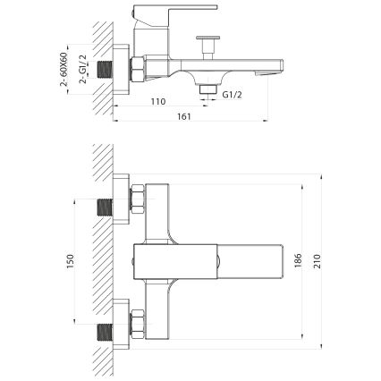 Sapho - Miješalica za kadu CUBEMIX mat crna