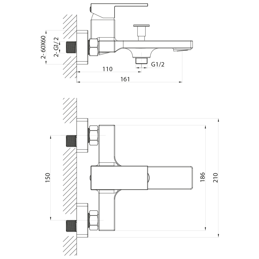 Sapho - Miješalica za kadu CUBEMIX mat crna