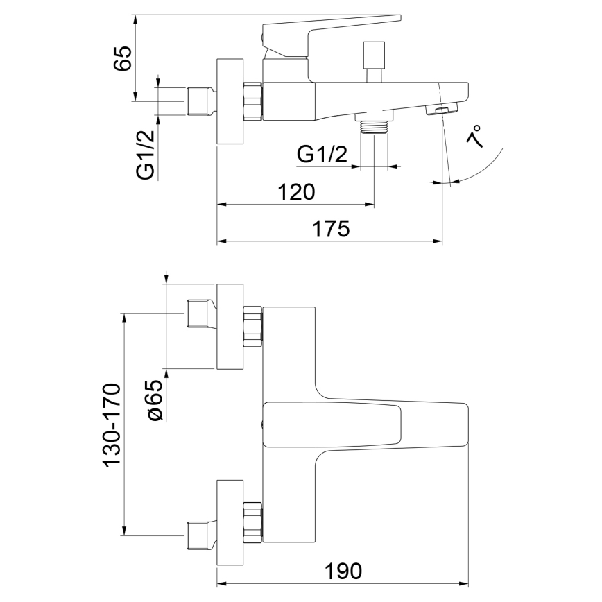 Sapho - Miješalica za kadu TURSI mat crna