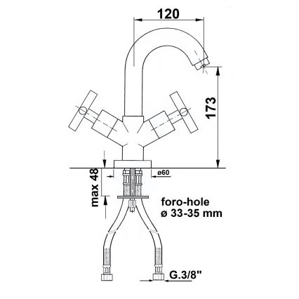 Sapho - Miješalica za umivaonik AXIA, polirani krom