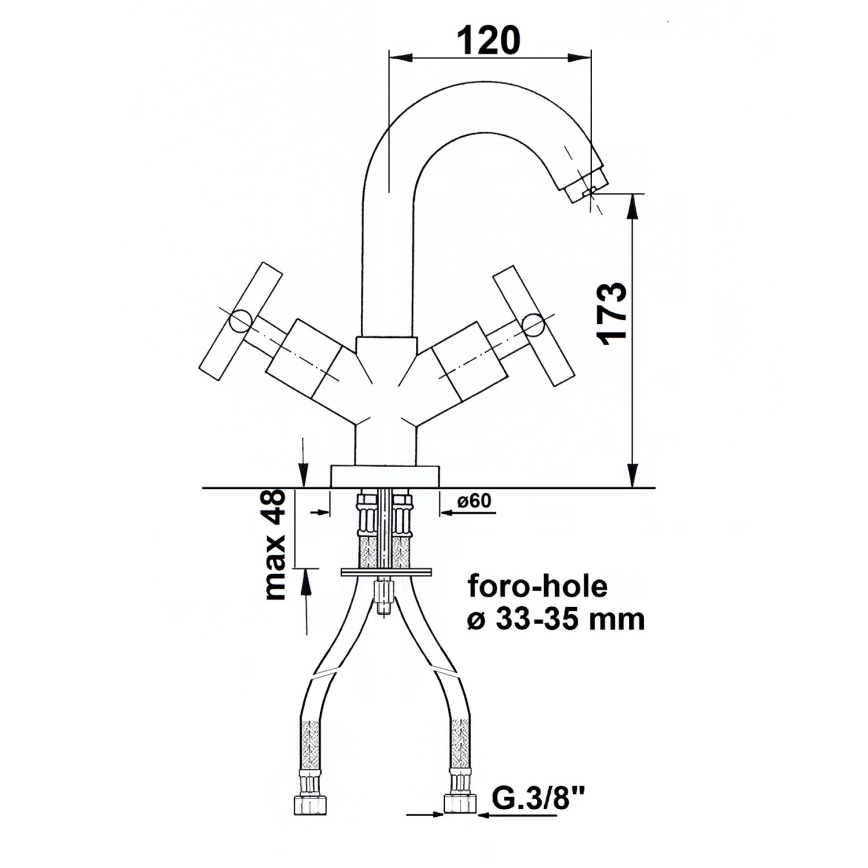 Sapho - Miješalica za umivaonik AXIA, polirani krom