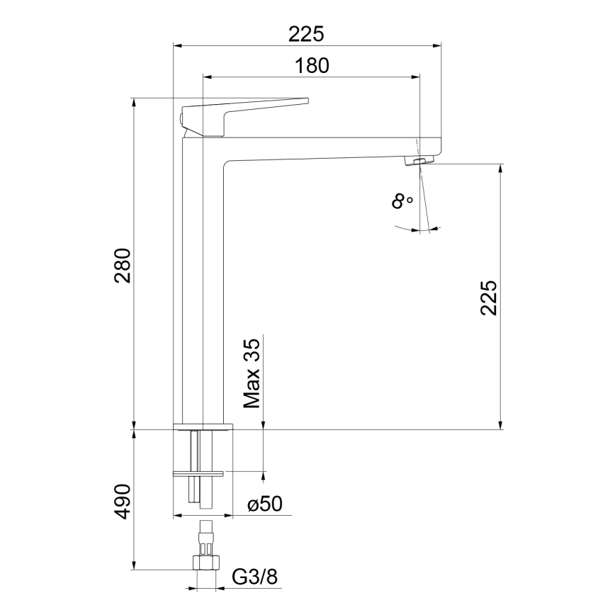 Sapho - Miješalica za umivaonik TURSI 28 cm, sjajni krom