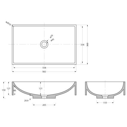 Sapho - Nadgradni umivaonik 58x36 cm beton/bež