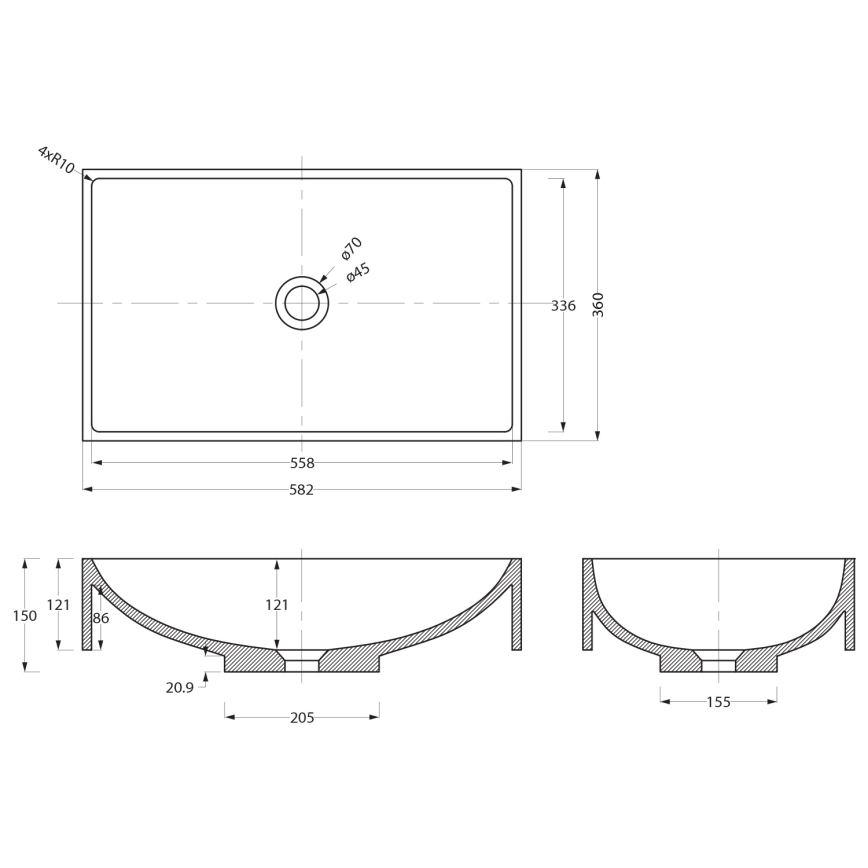 Sapho - Nadgradni umivaonik 58x36 cm beton/bež