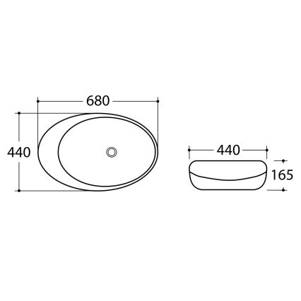 Sapho - Nadgradni umivaonik DALMA 68x44 cm sivi