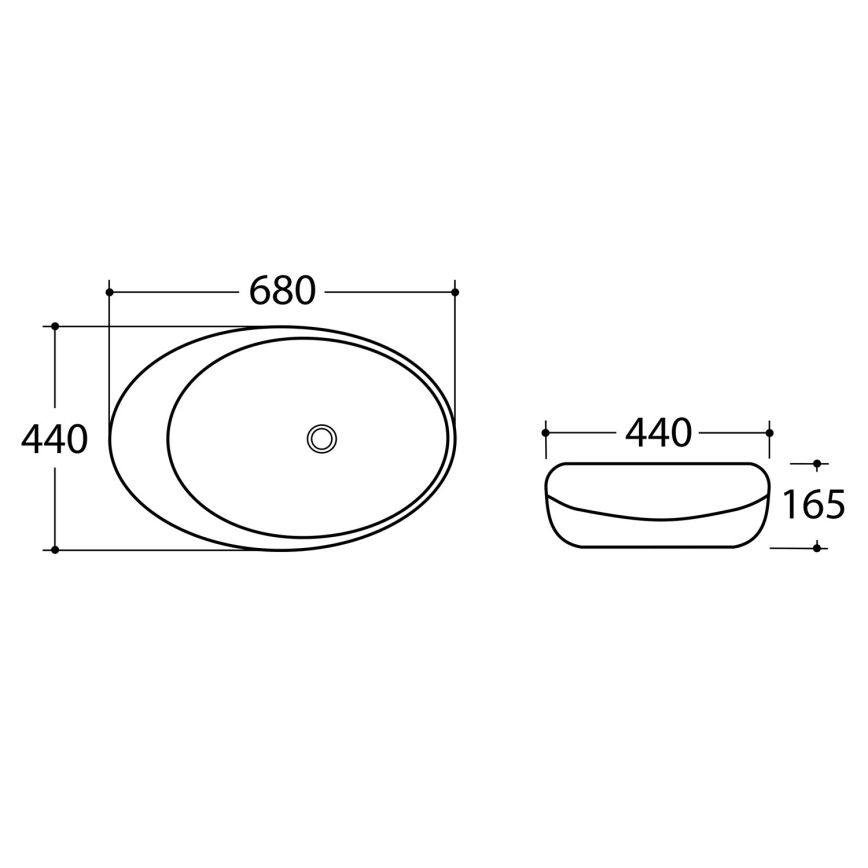 Sapho - Nadgradni umivaonik DALMA 68x44 cm sivi