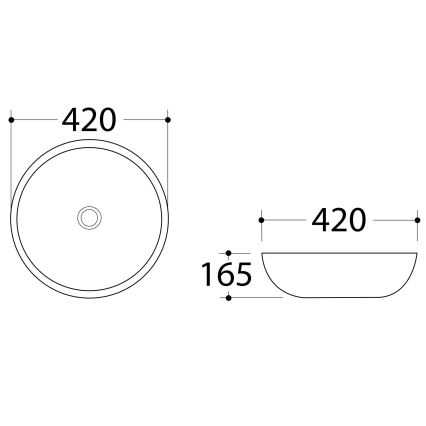 Sapho - Nadgradni umivaonik DALMA, promjer 42 cm, keramika/carrara/bijela