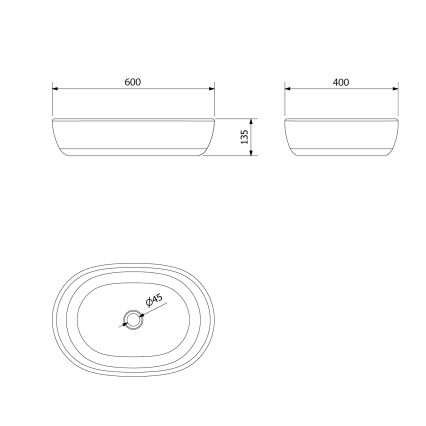 Sapho - Nadgradni umivaonik PRIORI 60x40 cm keramika/crna/plava