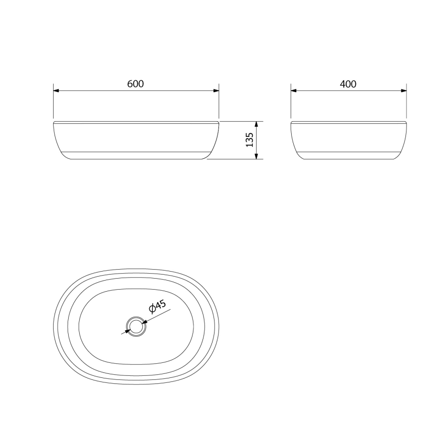Sapho - Nadgradni umivaonik PRIORI 60x40 cm keramika/crna/plava