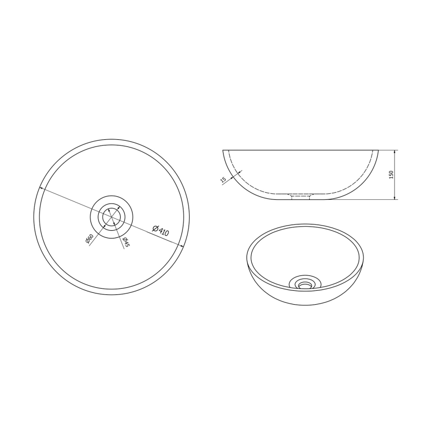 Sapho - Nadgradni umivaonik PRIORI, promjer 41 cm, keramika/smeđa