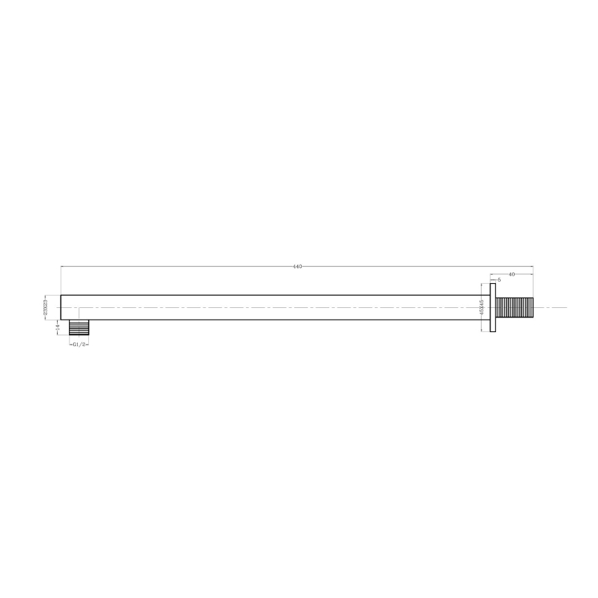 Sapho - Nosač za tuš ružu pravokutni 44 cm sjajni krom