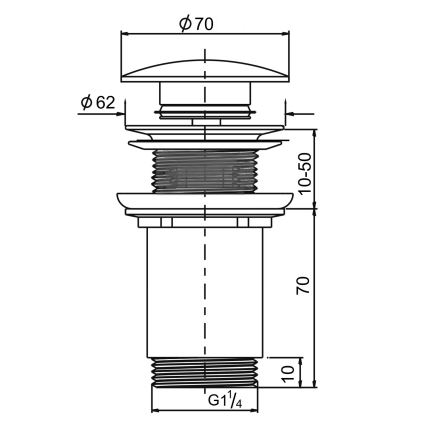 Sapho - Odvod umivaonika, promjer 7 cm, mat crna/sjajni krom