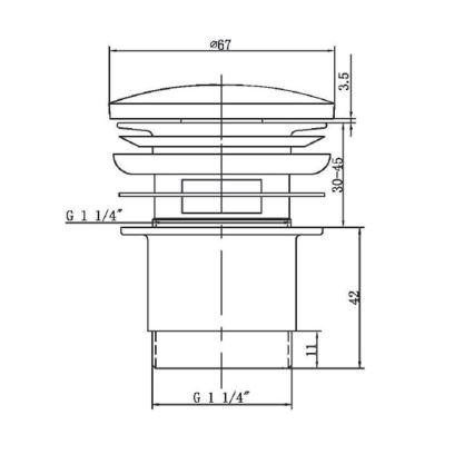 Sapho - Odvod za umivaonik Ø 6,7 cm, sjajni krom