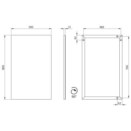 Sapho - Ogledalo u okviru AROWANA 50x80 mat crno