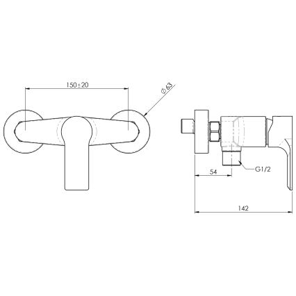Sapho - Tuš baterija PAX mat crna