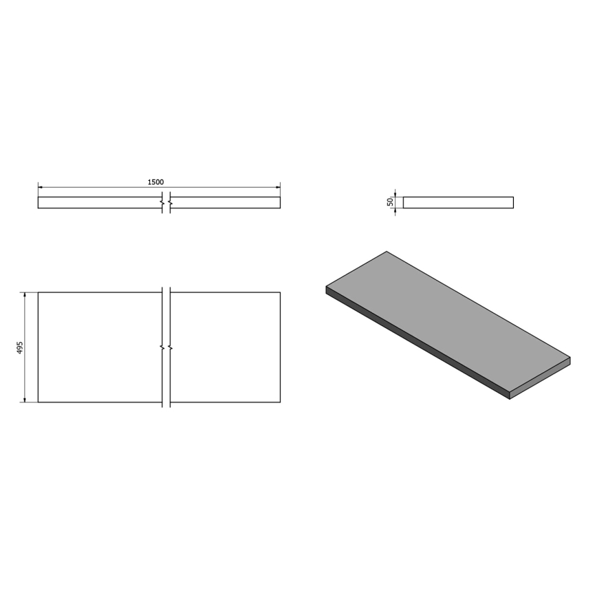 Sapho - Ploča za umivaonik AVICE 150x49,5 cm siva/cement