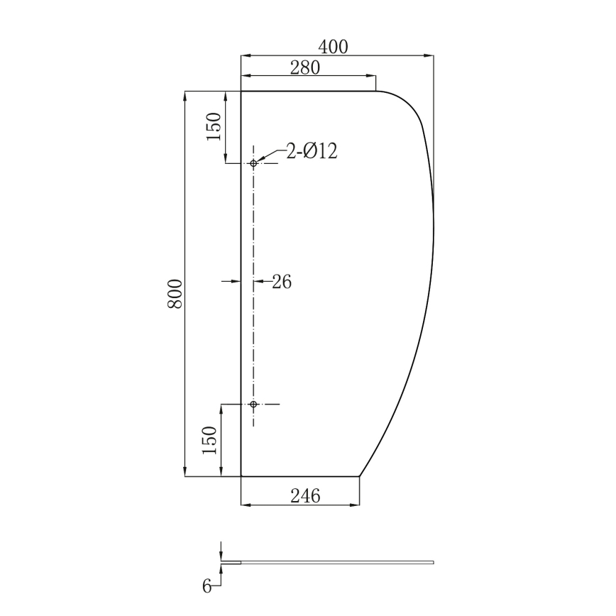 Sapho - Pregrada za pisoare 40x80 cm, matirano staklo