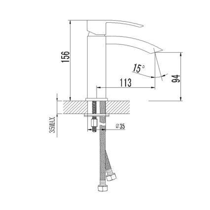 Sapho - Slavina za umivaonik GINKO 15,6 cm, mat crna