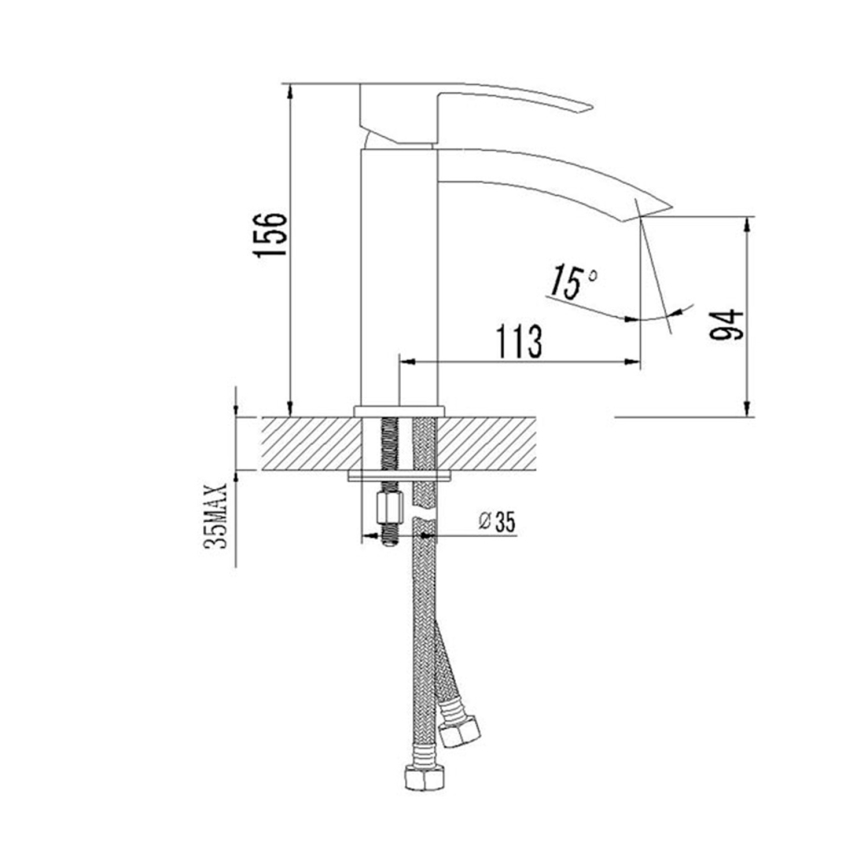 Sapho - Slavina za umivaonik GINKO 15,6 cm, mat crna