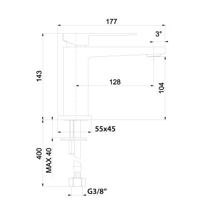 Sapho - Slavina za umivaonik LATUS 14 cm mat crne boje
