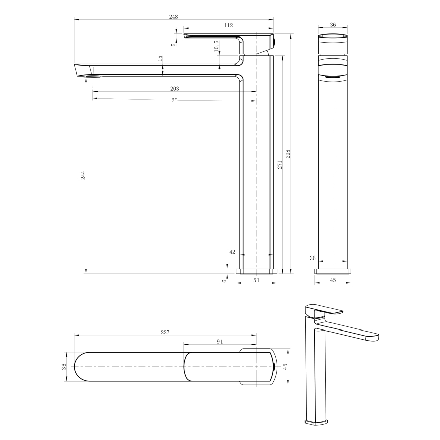 Sapho - Slavina za umivaonik MIXONA 29,8 cm sjajni krom