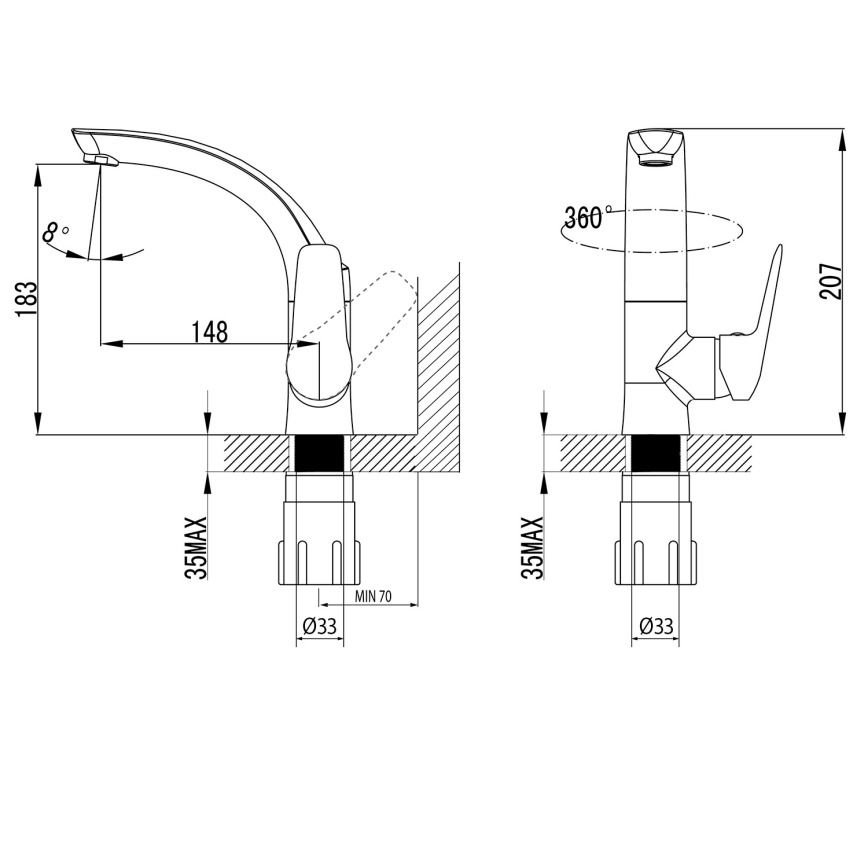Sapho - Slavina za umivaonik SOLITER 18 cm, sjajni krom