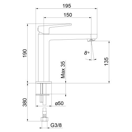 Sapho - Slavina za umivaonik TURSI 19 cm mat crna