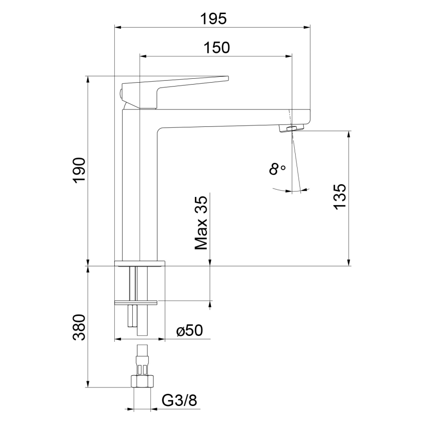 Sapho - Slavina za umivaonik TURSI 19 cm sjajni krom