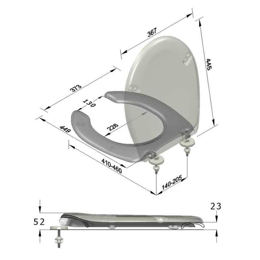 Sapho - Toaletno sjedalo za osobe s invaliditetom bijelo/duroplast