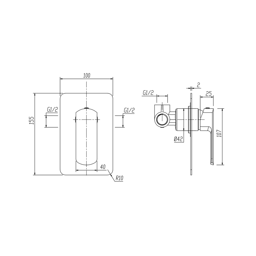 Sapho - Tuš miješalica za podžbuknu ugradnju MIXONA, sjajni krom