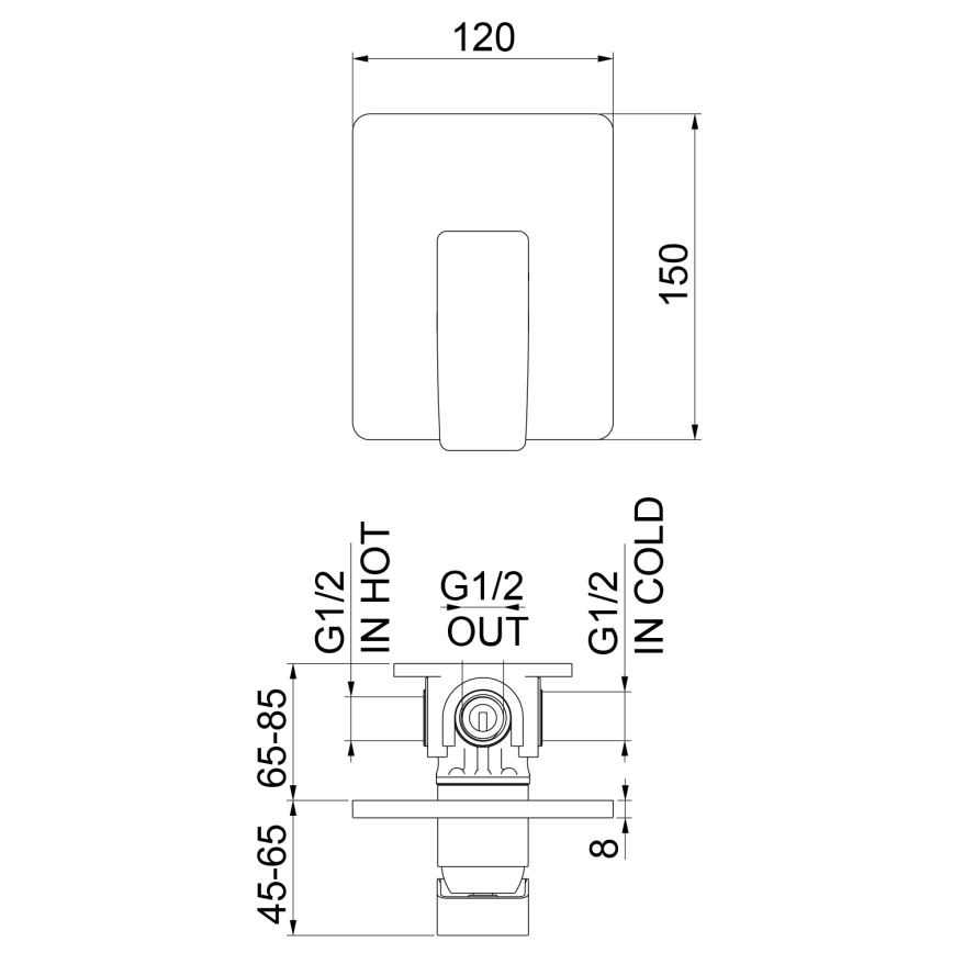 Sapho - tuš miješalica za podžbuknu ugradnju TURSI mat crna
