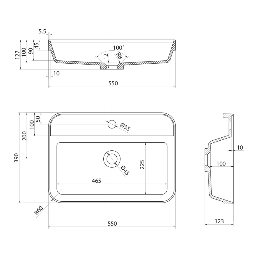 Sapho - Ugradbeni umivaonik 55x39 cm keramika/bijela