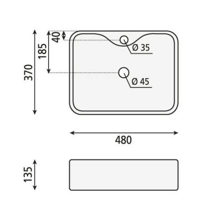 Sapho - Umivaonik na ploču BALENA 48x37 cm mat crni